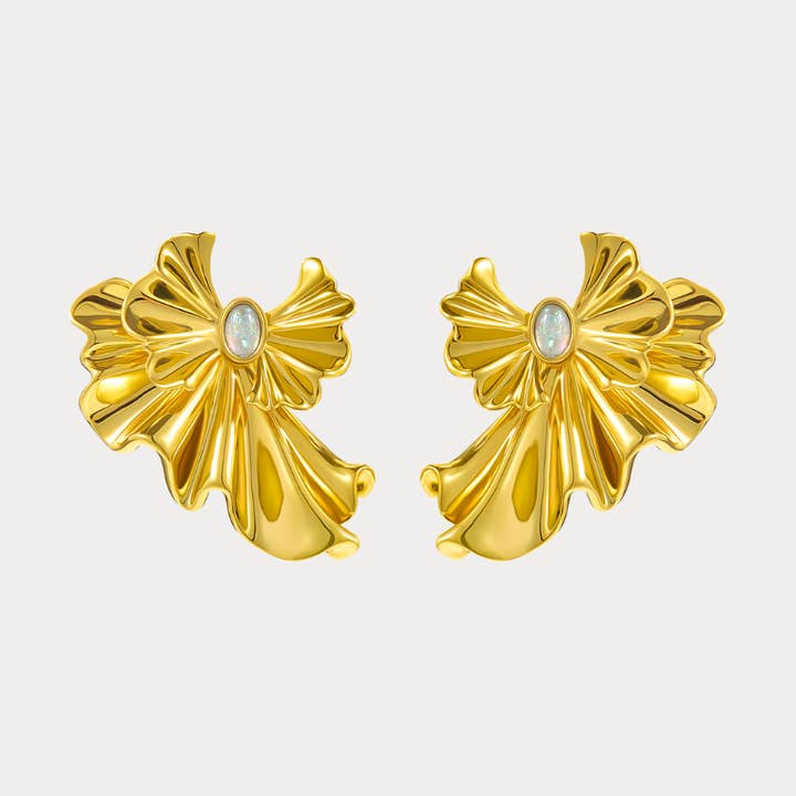 Goldene Ginkgoblatt-Ohrringe für den Großhandel von Verdivine