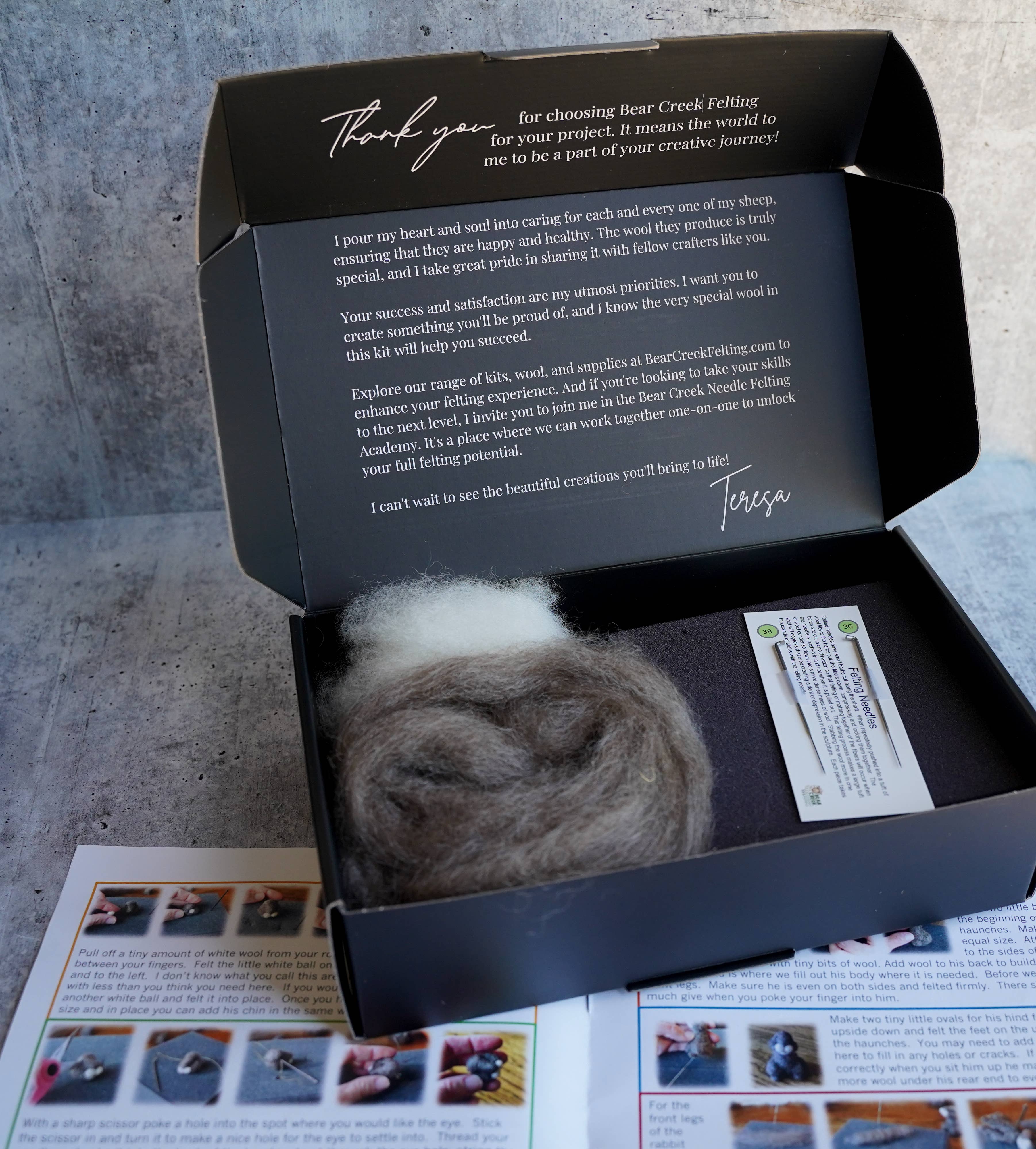 Bear Creek Felting - Wholesale DIY Craft Kit - Rabbit Needle Felting Kit3