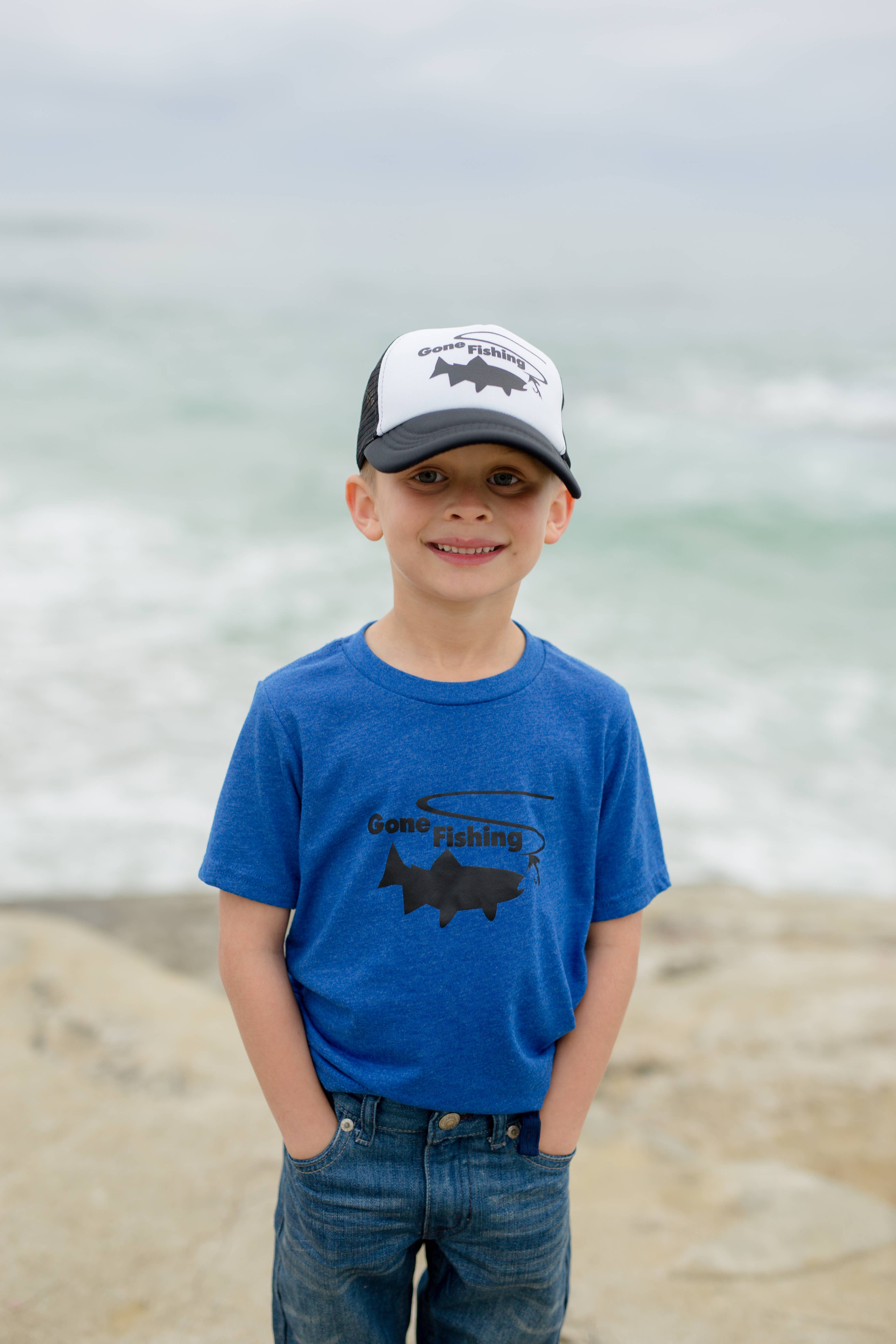 Outdoorable Apparel - Wholesale Kids Hat - Kids - Black with Black Gone Fishing Hat3
