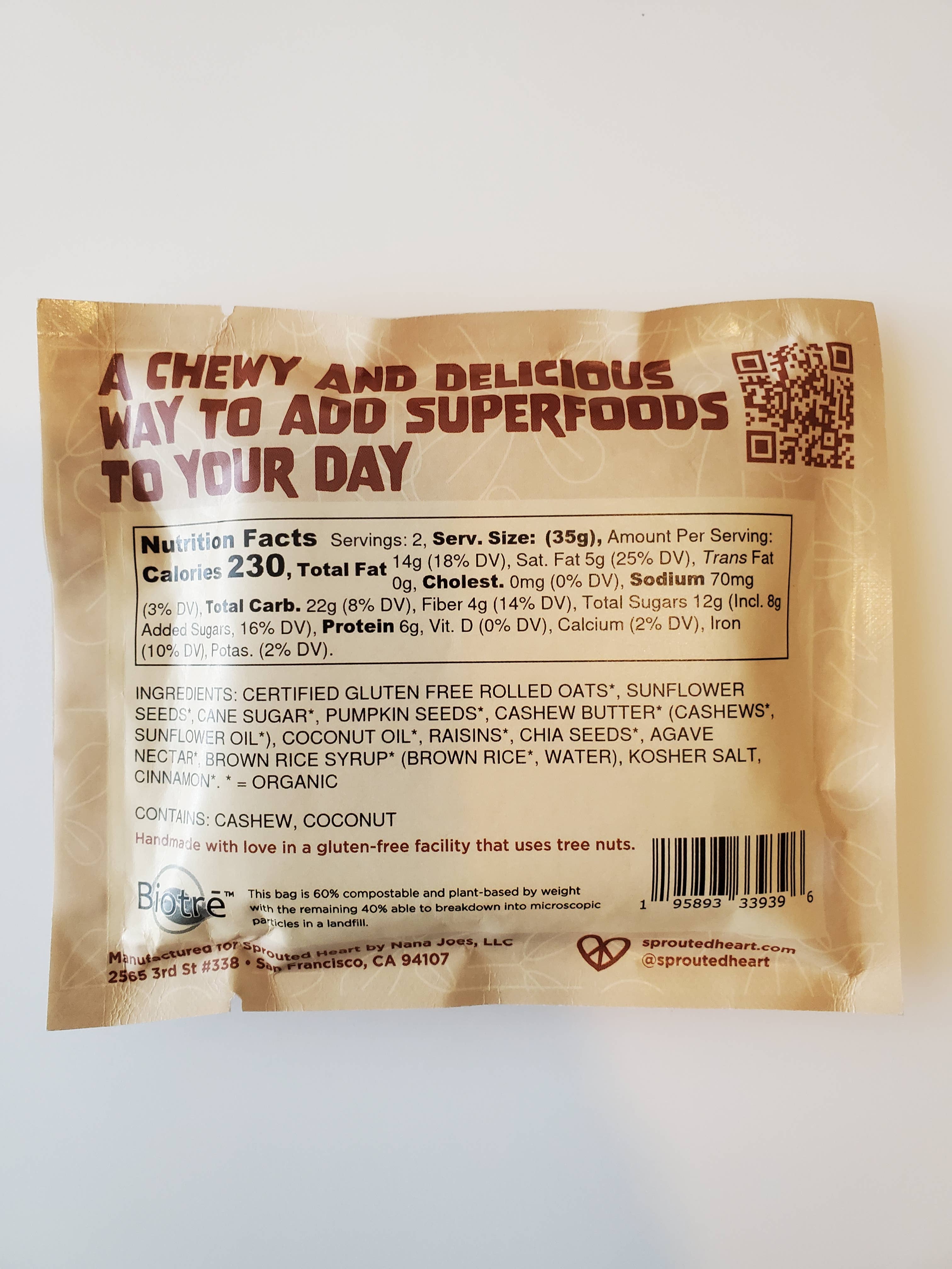 Sprouted Heart - Wholesale Snack Bar - Superfood Granola Bar2