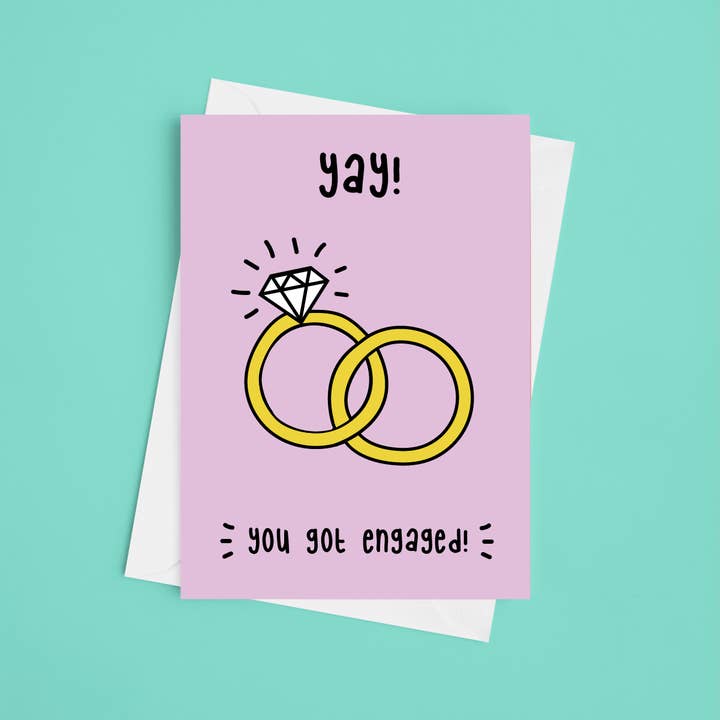 Yay You Got Engaged!- 5x7 Engagement Card for wholesale by Laura Lonsdale