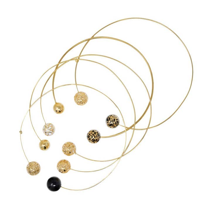 Gold Sphere Resin Choker Necklace for wholesale by Georgina Jewelry