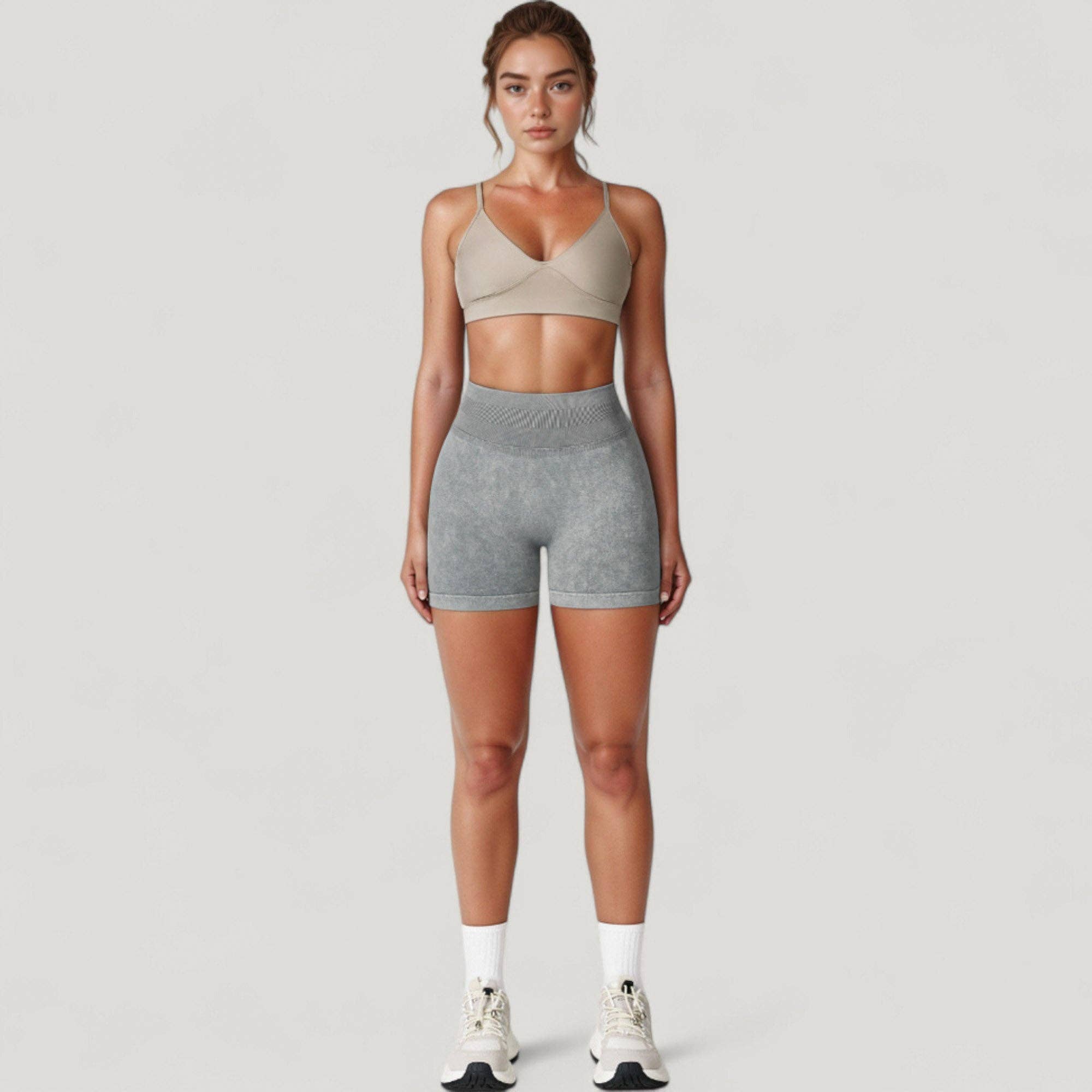 Active by Anna-Kaci - Vente Short de sport – femme - Shorts de cyclisme sans couture à taille haute côtelée pour femmes avec élasticité1