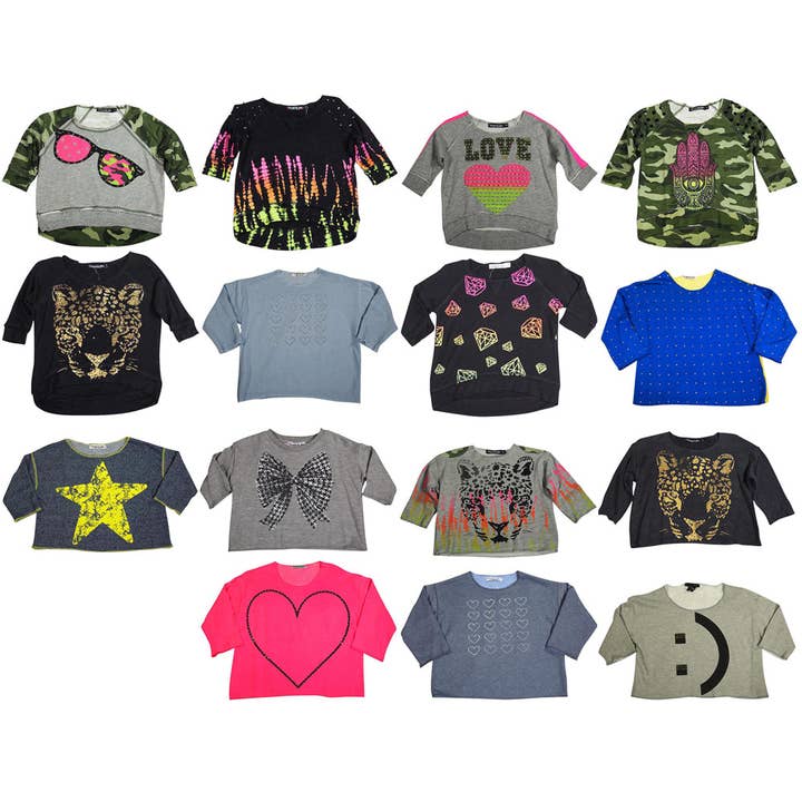 Chandail à manches 3/4 et col rond tendance Flowers by Zoe pour fille pour la vente par Eastern Off Price