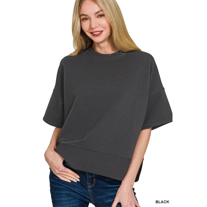 HiteJeans - Wholesale Knit Top - Women's - Ribbed round neck waist banded tee shirts