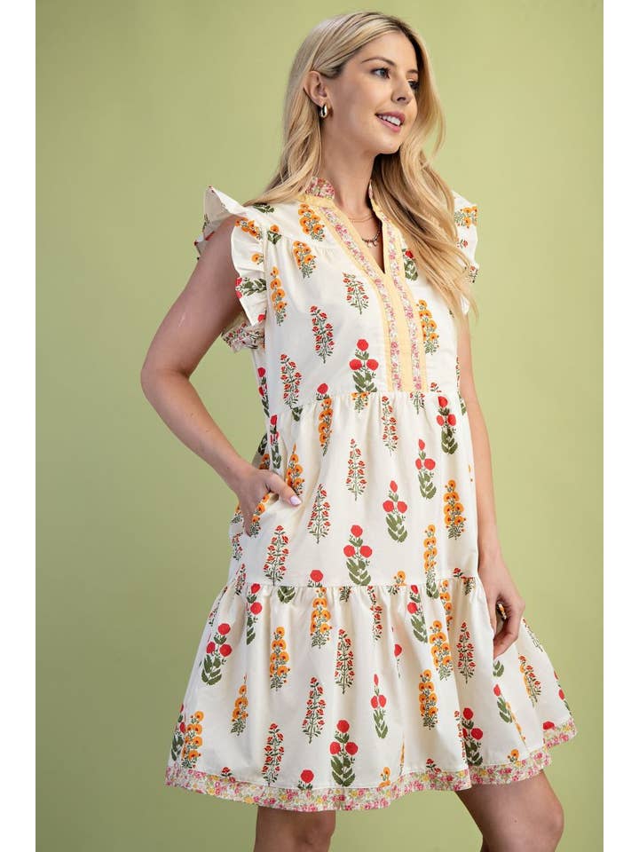 Vanilla Monkey - Wholesale Dress - Women's - Floral Ruffle Sleeve Mini Dress2