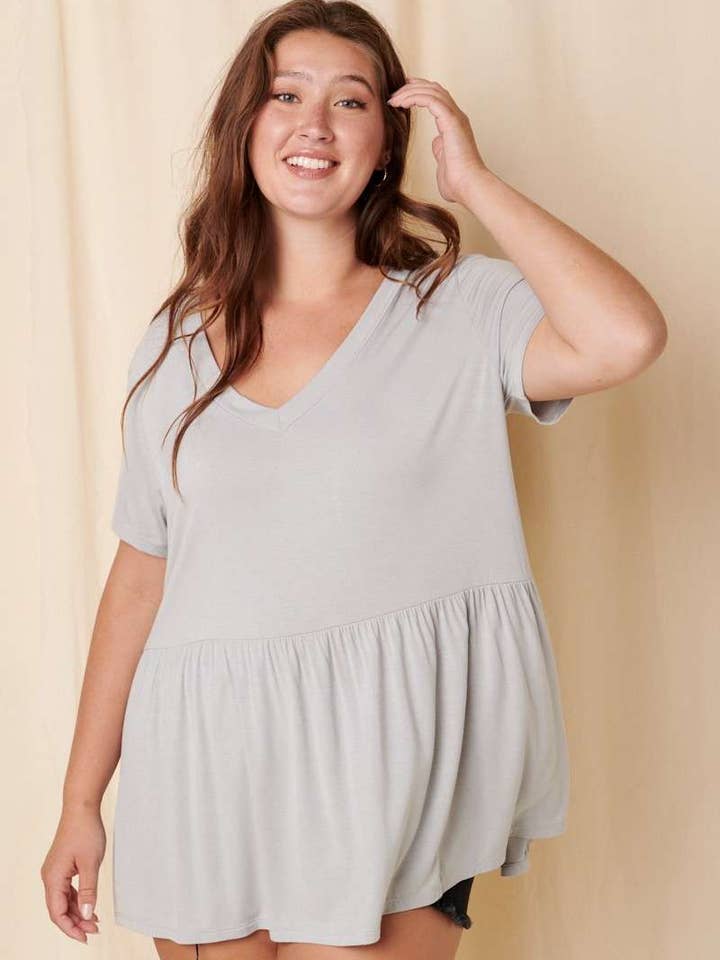 BAMBOO V-NECK BABYDOLL TOP for wholesale by mittoshop