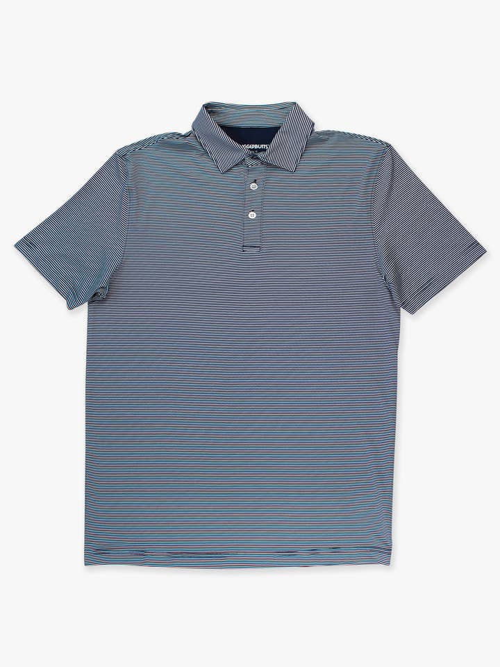 Men's Dark Navy Micro Stripe Knit Short Sleeve Performance Polo
for wholesale by RuffleButts + RuggedButts