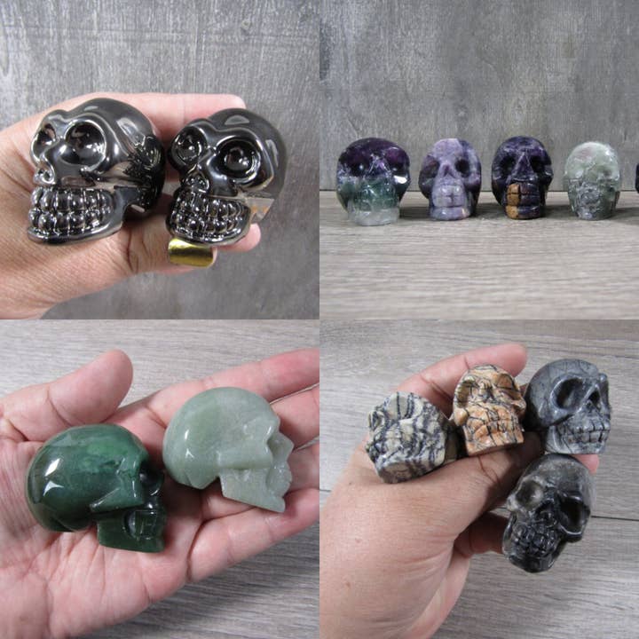 Keystone Crystals – wholesale Spiritual stone/crystal – Gemstone Skull Carvings by the Inch – Crystal Skulls