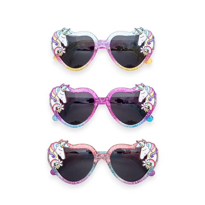 Kids Unicorn Glitter Heart Sunglasses Set for wholesale by LA Jewelry Plaza
