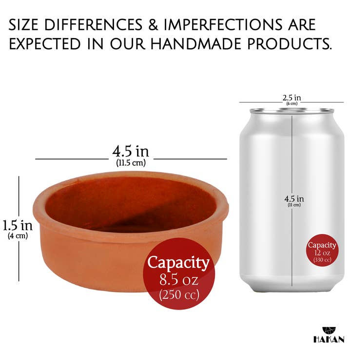 Hakan - Wholesale Cooking Pot - Hitit Clay Bowl Set of 6, Terracotta 4.5-inch Bowls Glazed2