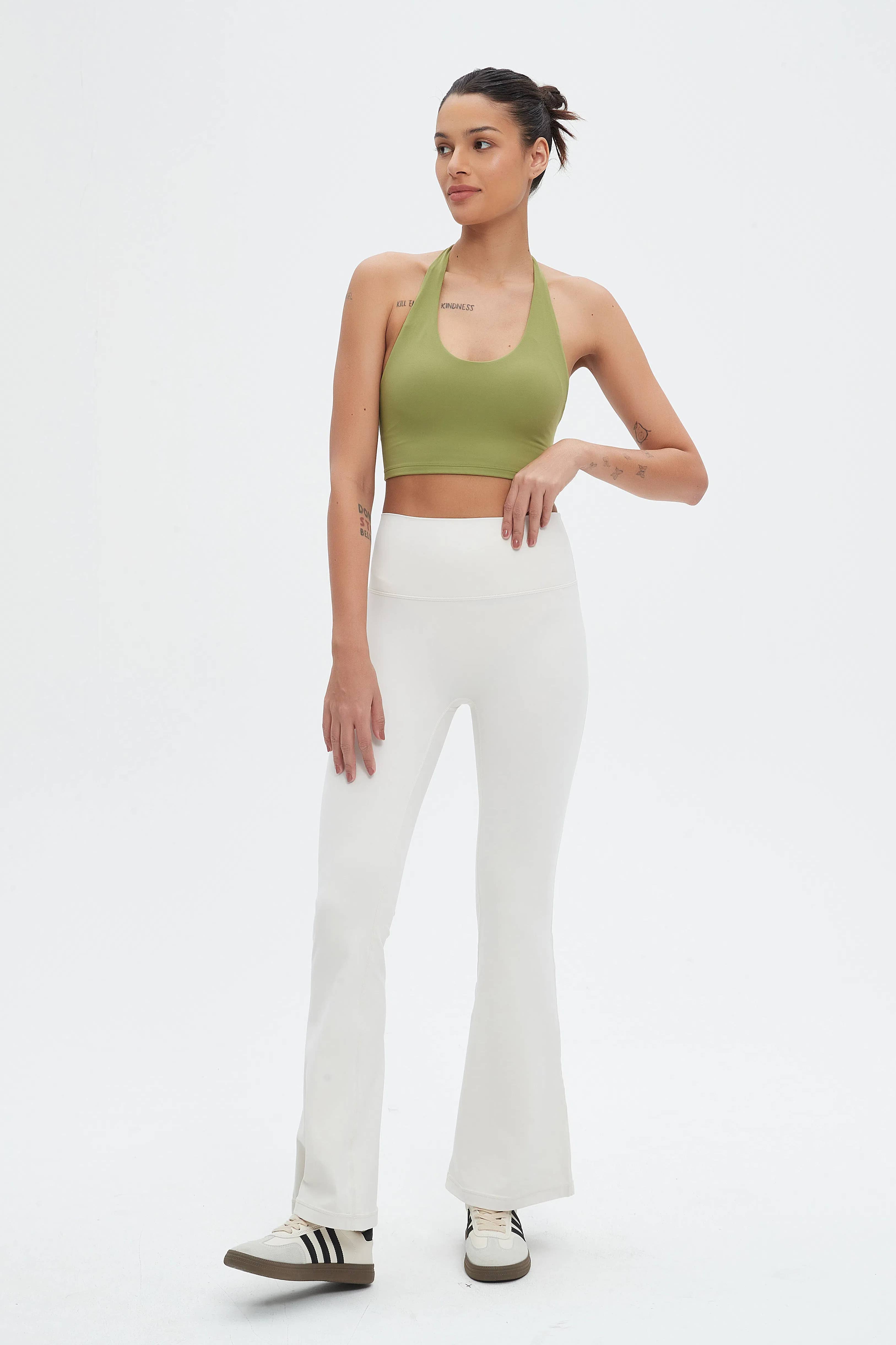 91thelabel – wholesale Activewear set – Women′s – Daphne Lycra® Halter Neck Sports Bra & Flare Pant Set 4