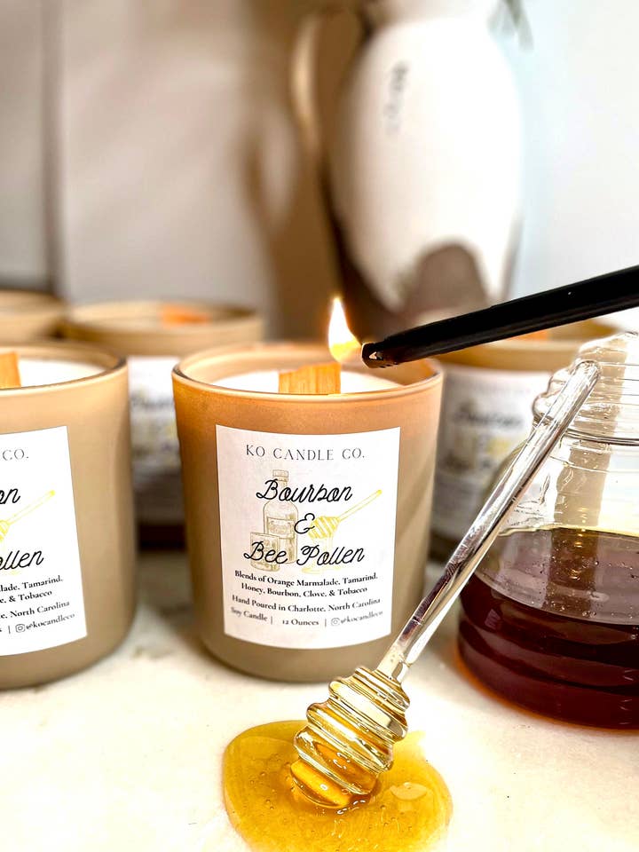 Bourbon and Bee Pollen for wholesale by KO Candle Co.