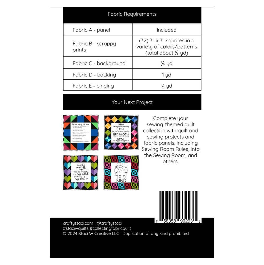 Staci W Creative LLC - Vendita all'ingrosso Kit da cucito creativo - Modello di trapunta in tessuto da collezione e pannello in tessuto1