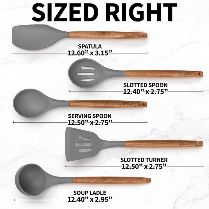 Zulay Kitchen - Wholesale Kitchen Utensil Set - 5-Piece Silicone Utensils Set with Wooden Handles28
