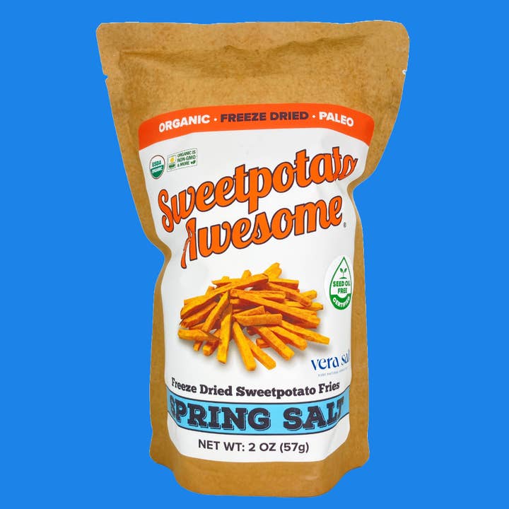 Frites de patates douces au sel de printemps, 2 oz
pour la vente par Sweetpotato Awesome