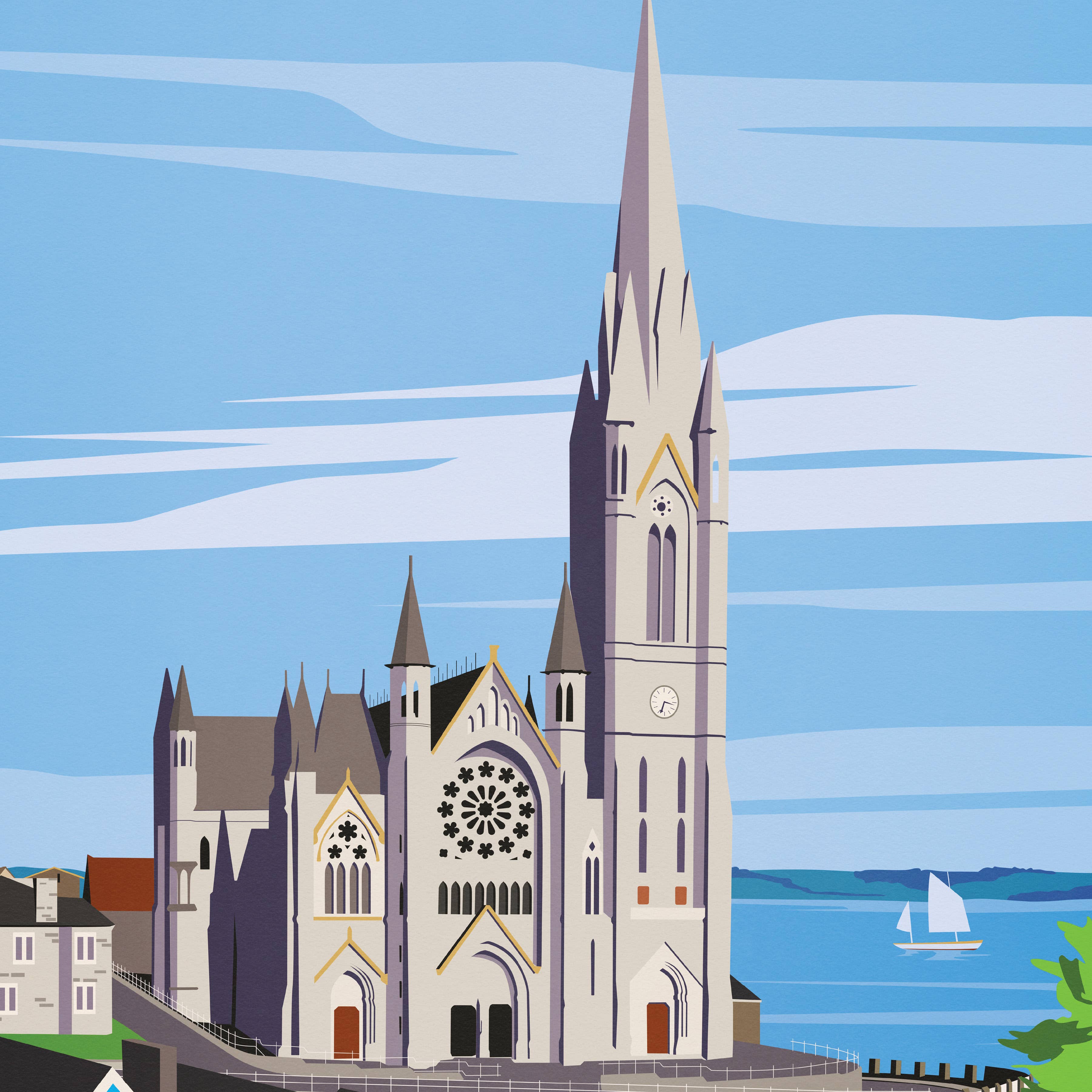 Printagonist – wholesale Art print – Cobh Print featuring St. Colman's Cathedral - Co Cork1