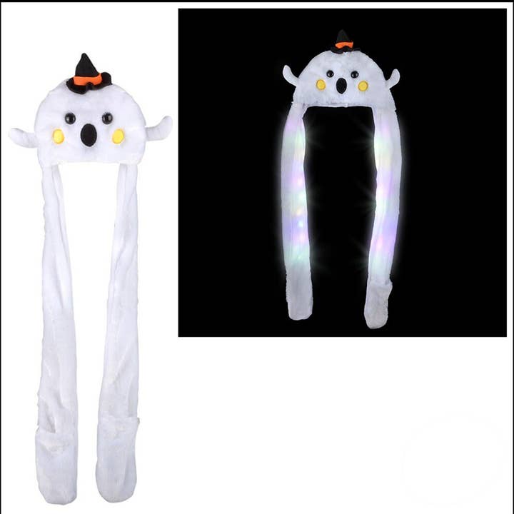 Light-Up Ghost Plush Hoodie Scarf For Kids for wholesale by HALLEE