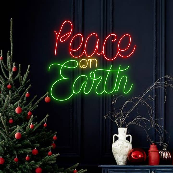 Peace on Earth Neon Sign, Christmas Long-lasting Lights Deco for wholesale by Glow Neon