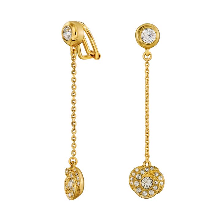 Traveller Drop clip earrings - gold plated - crysta - 157708 for wholesale by Hollander Jewels B.V.