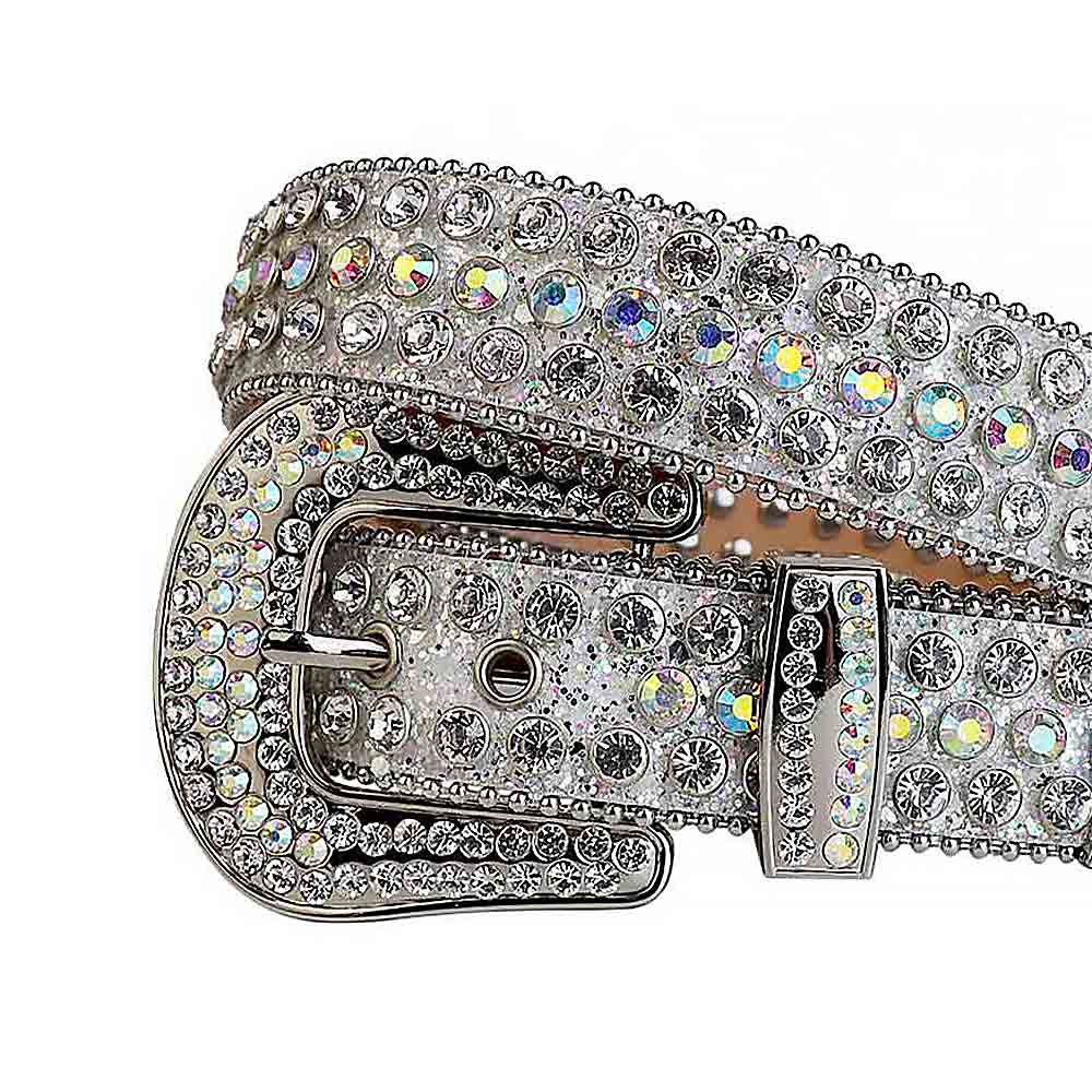 White Silver Strap With Multi & Crystal Silver Studded Rhinestone Belt for wholesale on Faire1