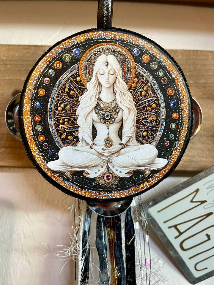 Zen Goddess Wall Accent, Tambourine and Ribbon, Bodhi Gifts for wholesale by Bodhi Leaf Market