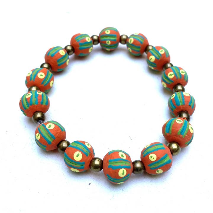 Bracelet simple en céramique - Perles peintes pour la vente par Haiti Fair Trade- Papillon Marketplace