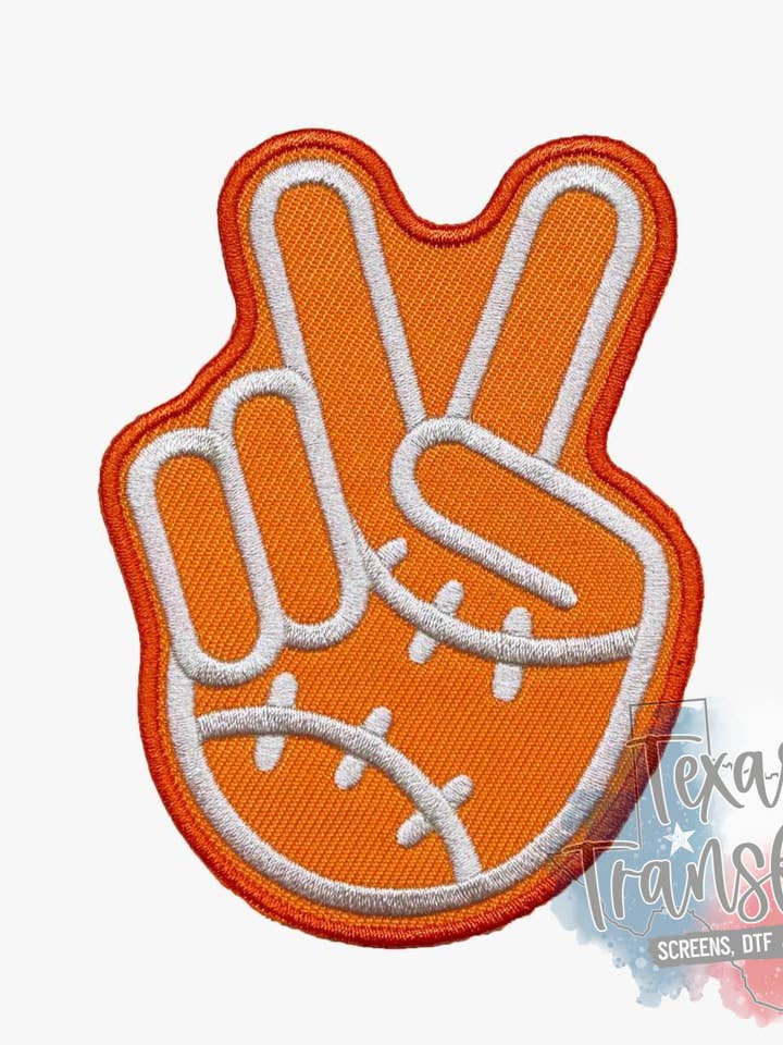Houston Peace Baseball Fingers Iron-On PATCH for wholesale by Texas Transfers