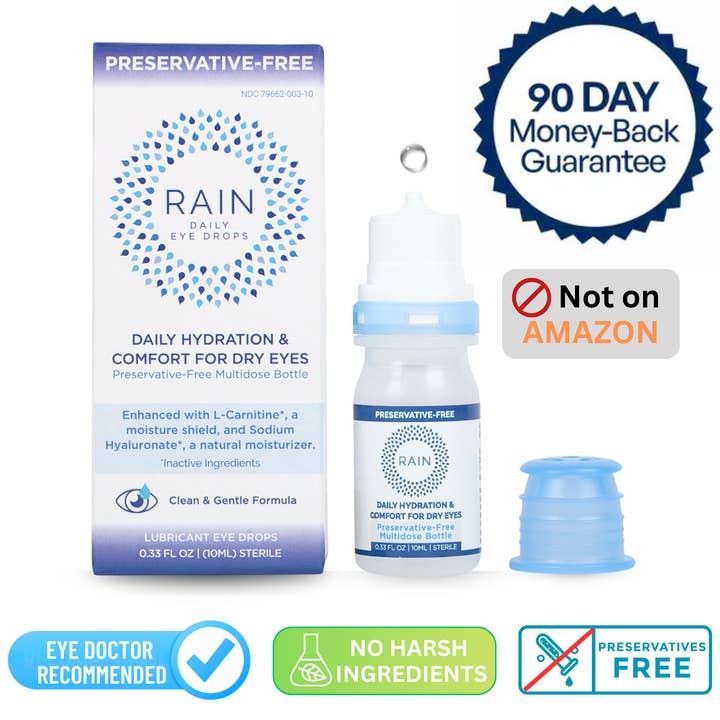 Gouttes oculaires quotidiennes Rain™ — Flacon multidose sans conservateur pour la vente par RAIN