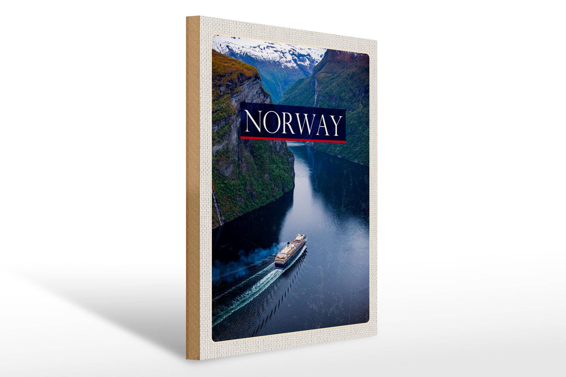 Femer - Wholesale Sign - Wooden travel sign 30x40cm Norway cruise sea mountains0