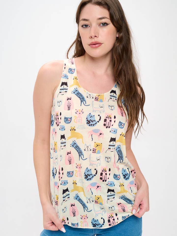 TANKTOP MIT KATZENMILCH-PRINT für den Großhandel von SM WARDROBE