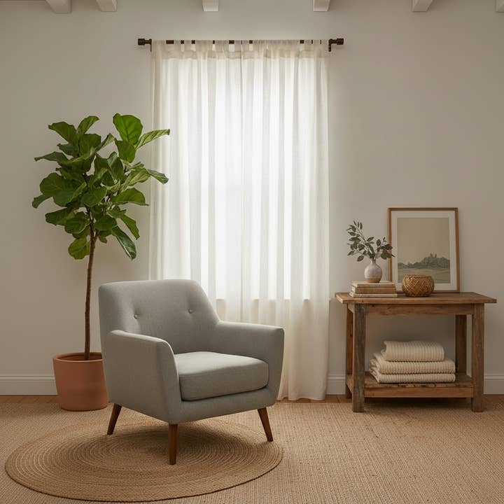 Q VITA - Wholesale Curtain - 20% French Linen 80% TENCEL Curtain/Drape (2 pcs) - Semi Sheer7