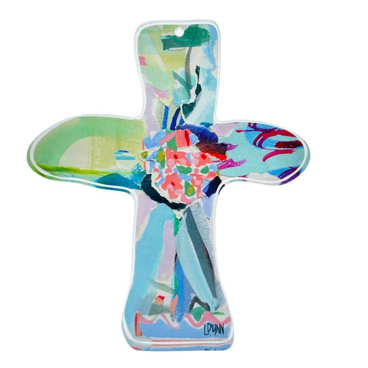 Blue Everlasting Love Acrylic Cross for wholesale by Lauren Dunn