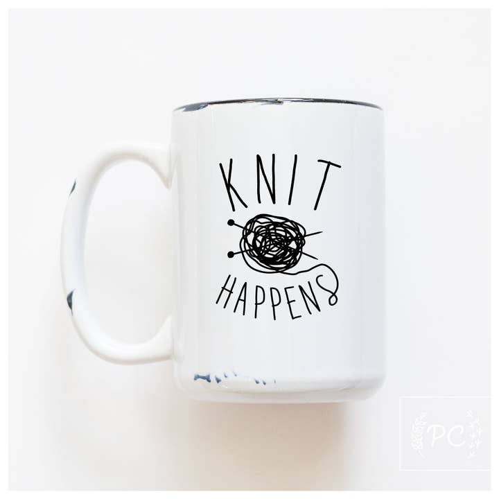 Prairie Chick Prints - Wholesale Coffee Mug - knit happens | ceramic mug