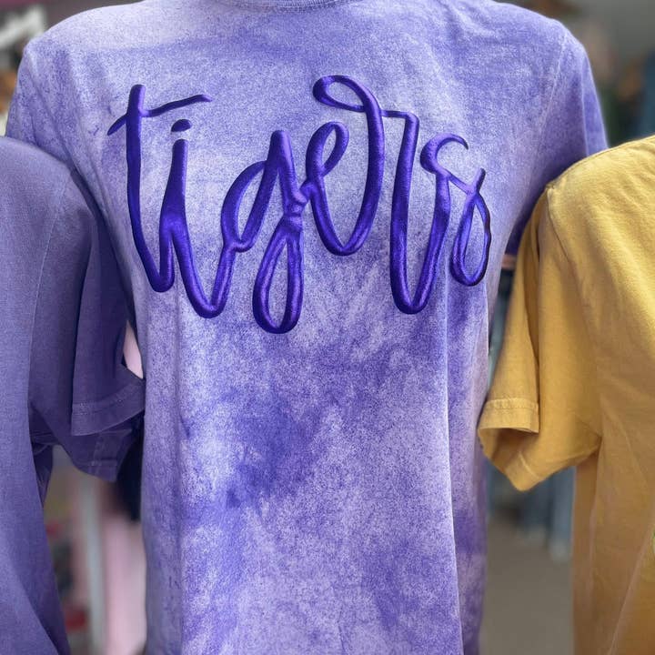 Tigers Metallic Puff Colorblast Tee for wholesale by Dogwood Designs