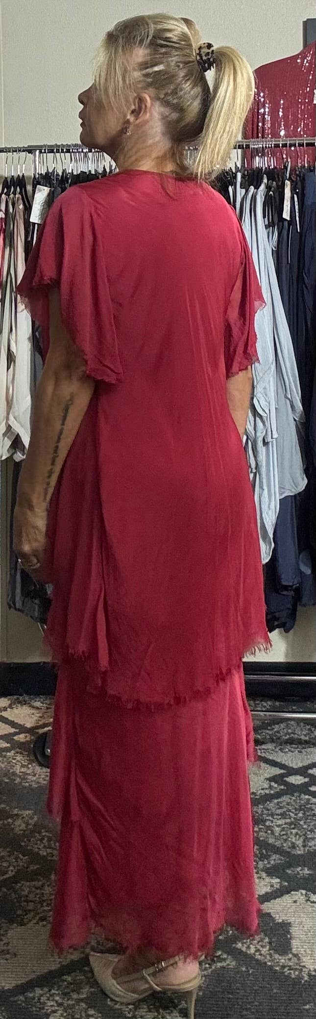 Dance in Paris - Wholesale Dress - Women's - Dress- Silk Maxi with Sequenced V-Neck2