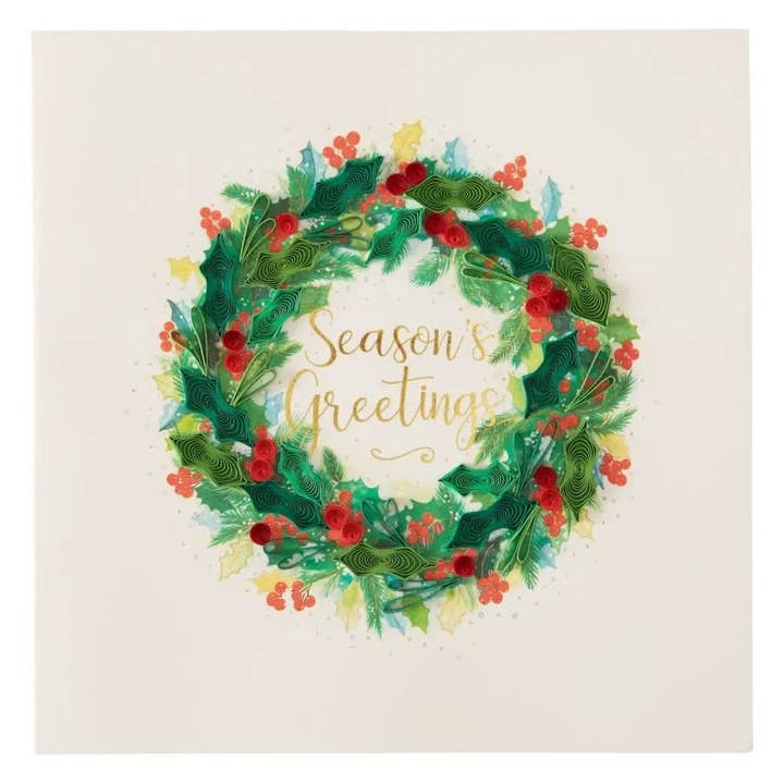 NIQUEA.D - Wholesale Christmas Card - Quilled Wreath Single Christmas Card1