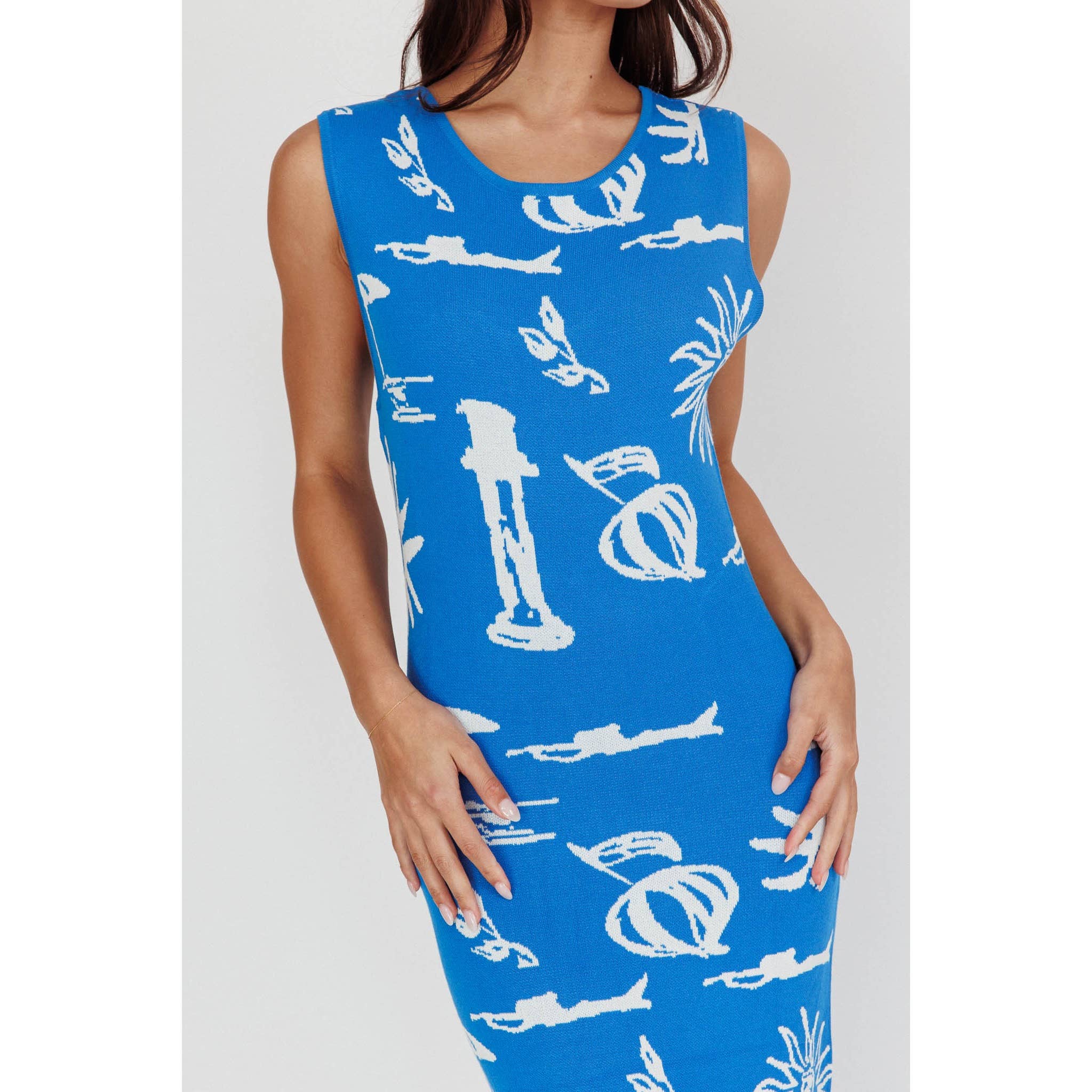 One and Only Collective – Vestido - Mulher por atacado – VESTIDO MAXI SEM MANGAS COM DETALHES COM VIBRAÇÕES OCEÂNICAS2