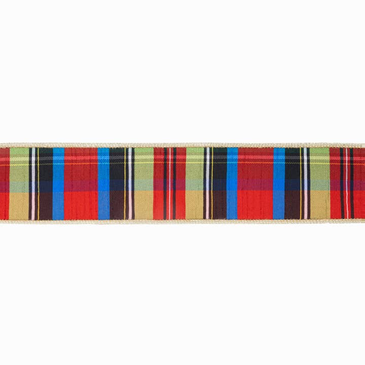 LA Ribbons Wholesale - Wholesale Ribbon - Gift Wrapping - Wired Plaid Ribbon with Gold Dupioni Backing, 10 Yard Roll4