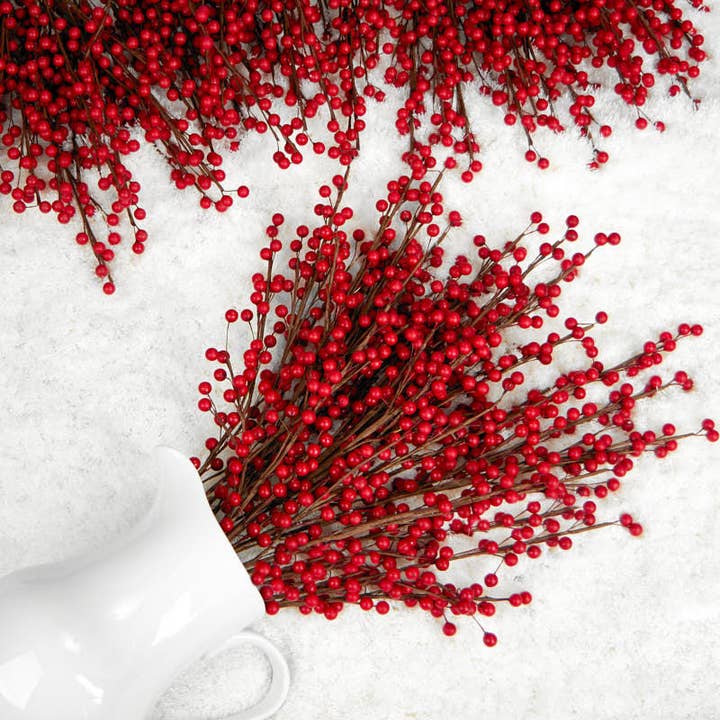 Factory Direct Craft - Wholesale Artificial Flowers - 22" Red Artificial Berry Stem
