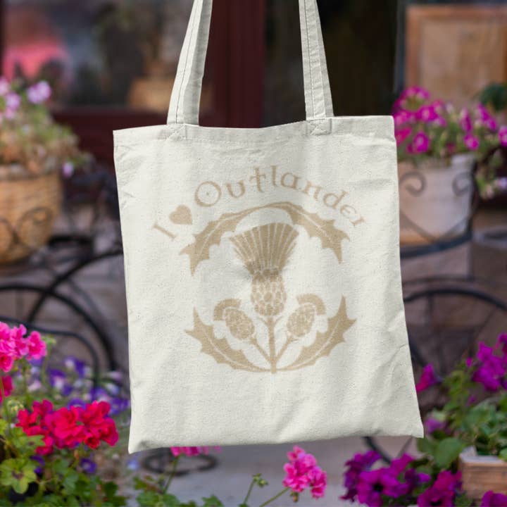 Borsa Tote « I Love Outlander » | Shopper scozzese per la vendita all'ingrosso da parte di Love British Lifestyle