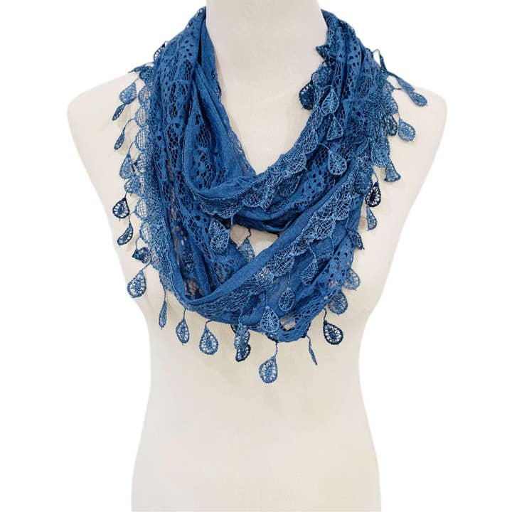 JC Sunny Fashion - Wholesale Scarf - Women's - Gorgeous Elegant lace Infinity Scarf