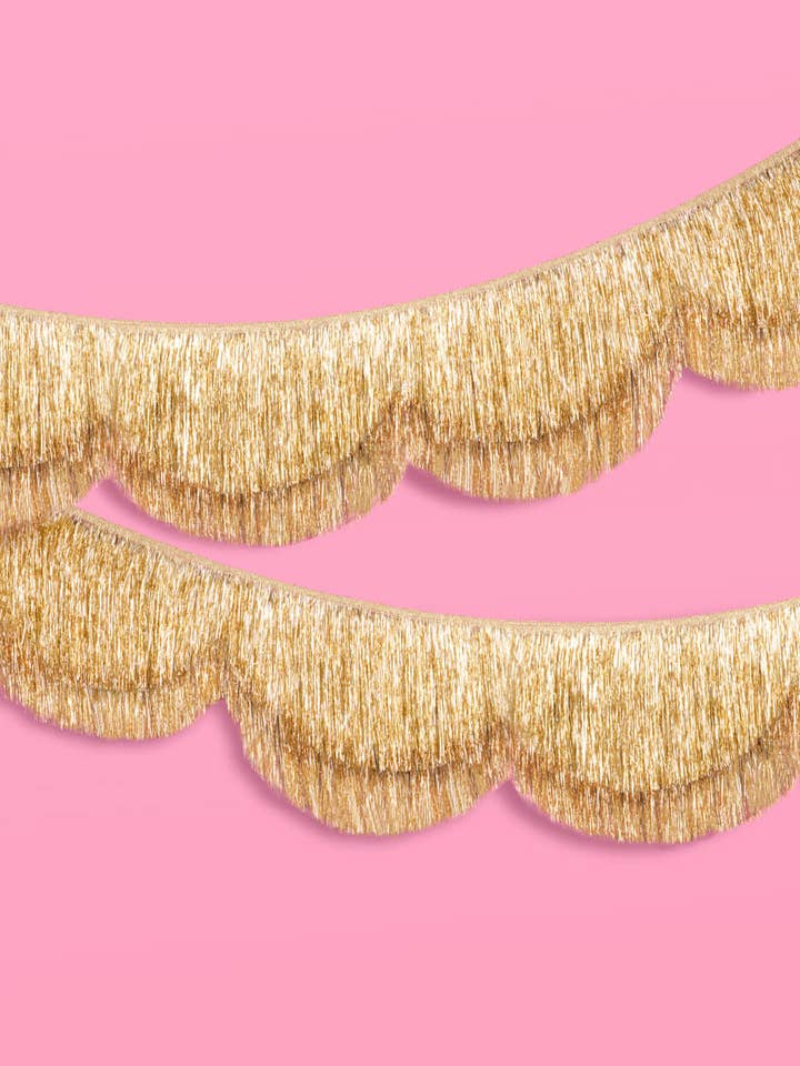 Restez Doré Fringe - bannière festonnée, Guirlande, Anniversaire doré pour la vente par Petit Fetti
