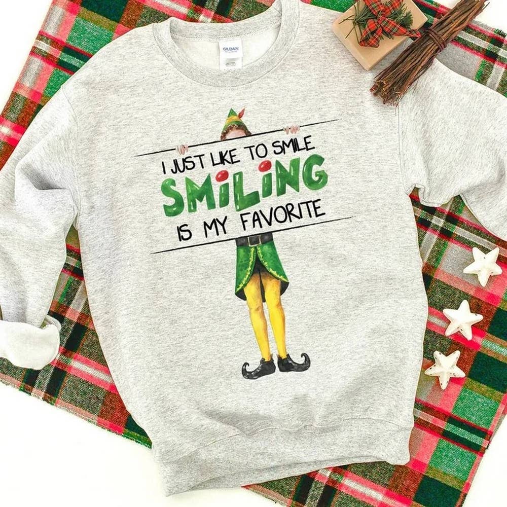 Black I just like to smile smiling is my favorite, elf movie quote for wholesale on Faire0