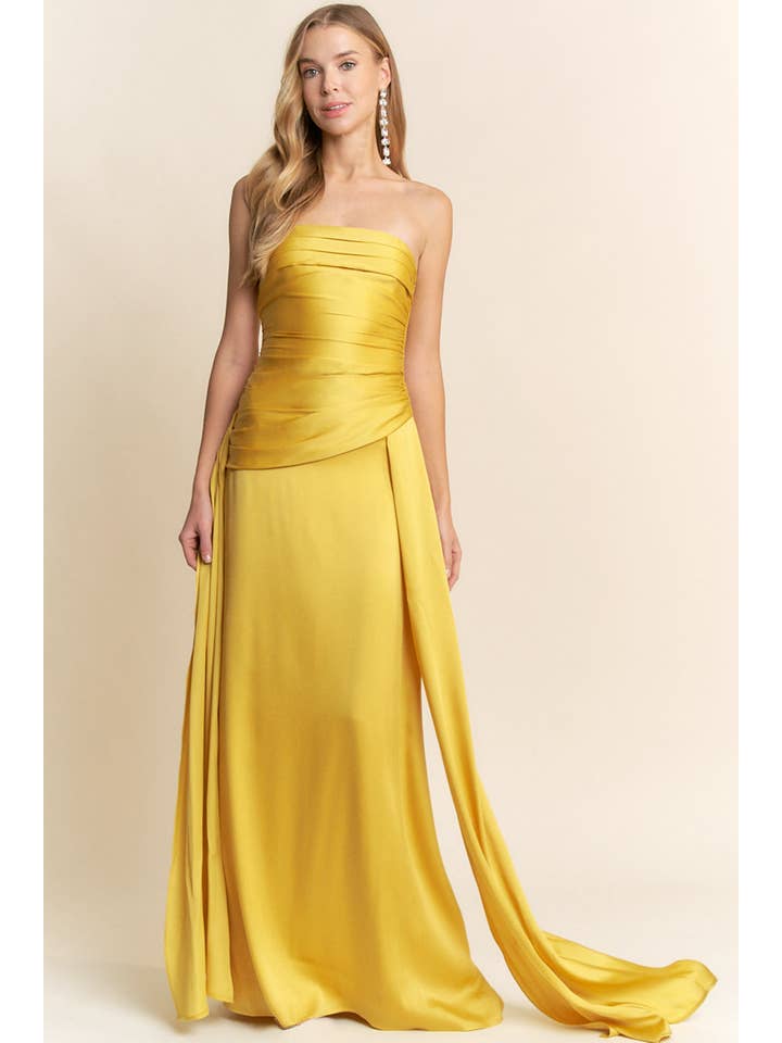 Maniju - Wholesale Dress - Women's - STRAIGHT NECKLINE WITH RUCHING DETAIL MAXI DRESS3