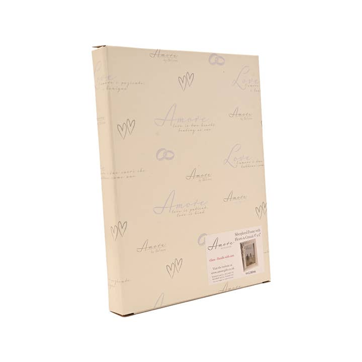WIDDOP and Co. - Vendita all'ingrosso Cornice portafoto - Cornice Amore placcata in argento con cuori e cristalli 10,2 x 15,2 cm
