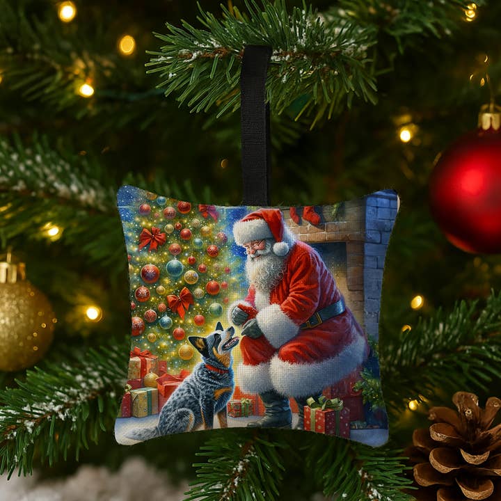 Australian Cattle Dog and Santa Claus Hanging Fabric Orname for wholesale by Caroline's Treasures