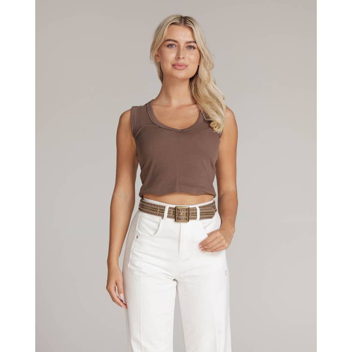 Amsterdam Heritage Leather Belts, Bags, Jackets & Apparel - Wholesale Belt - Women's - Ezra | Gold and Silver Buckle Square Studded Leather Belt6