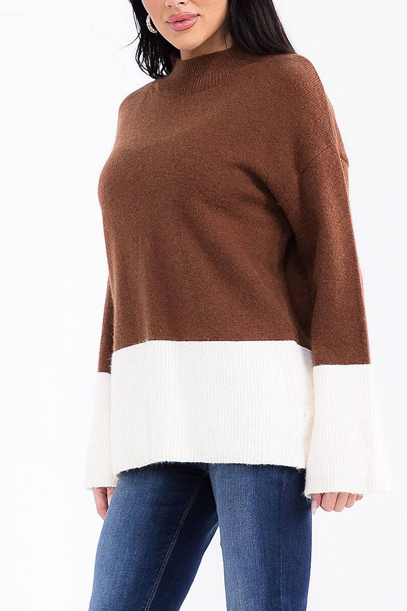 ROUSSEAU - Wholesale Knit Sweater - Women's - LONG SLEEVE COLORBLOCK PULLOVER SWEATER5