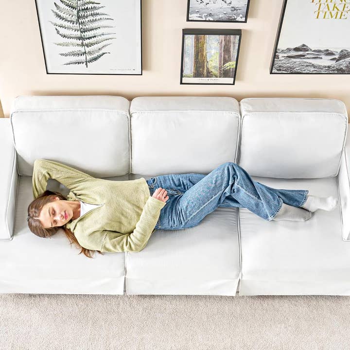 Oversized Slipcovered Couch with Washable Cover, White Linen for wholesale on Faire